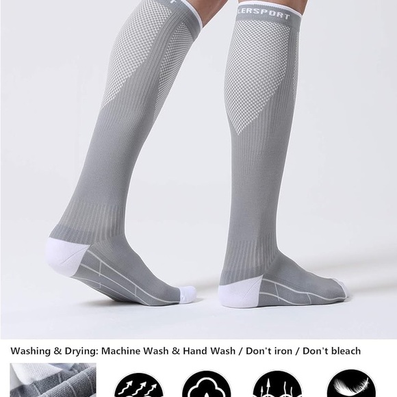 CelerSport 3 Pairs Compression Socks Men and Women 20-30 mmHg Running Support - Picture 3 of 6